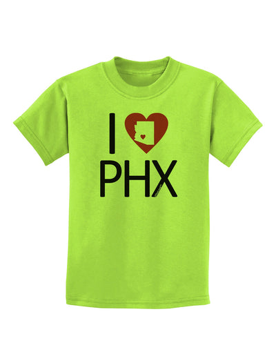 I Heart Phoenix Childrens T-Shirt-Childrens T-Shirt-TooLoud-Lime-Green-X-Small-Davson Sales