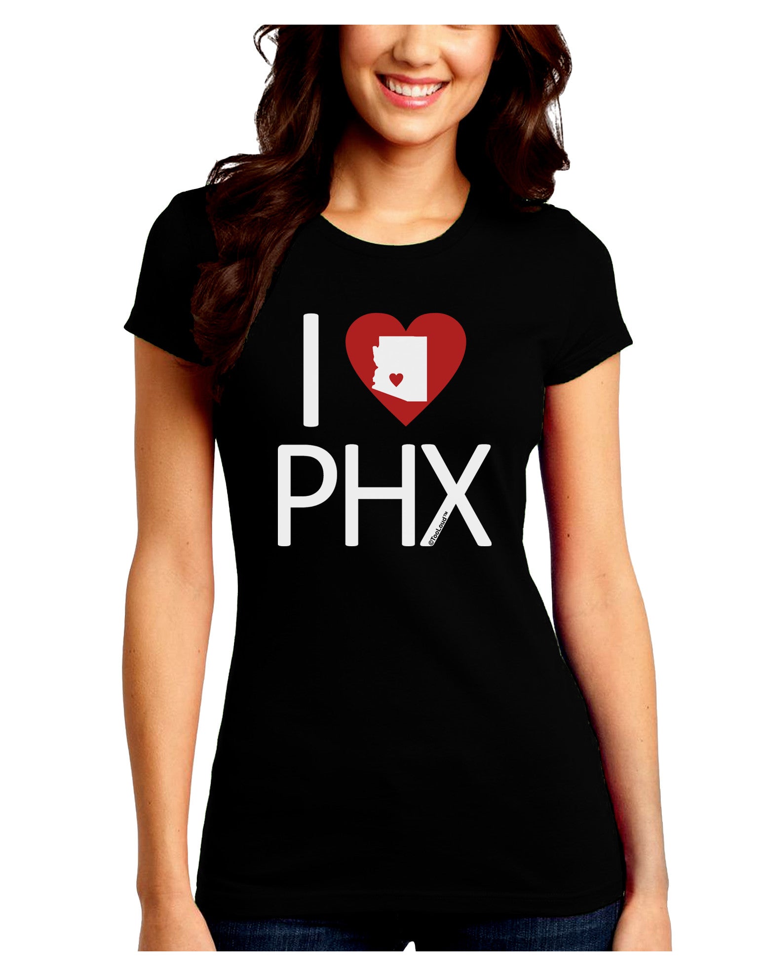 I Heart Phoenix Juniors Petite Crew Dark T-Shirt-T-Shirts Juniors Tops-TooLoud-Black-Juniors Fitted Small-Davson Sales