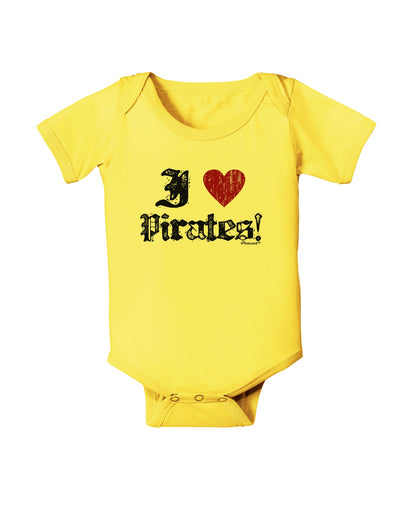 I Heart Pirates Baby Romper Bodysuit-Baby Romper-TooLoud-Yellow-06-Months-Davson Sales