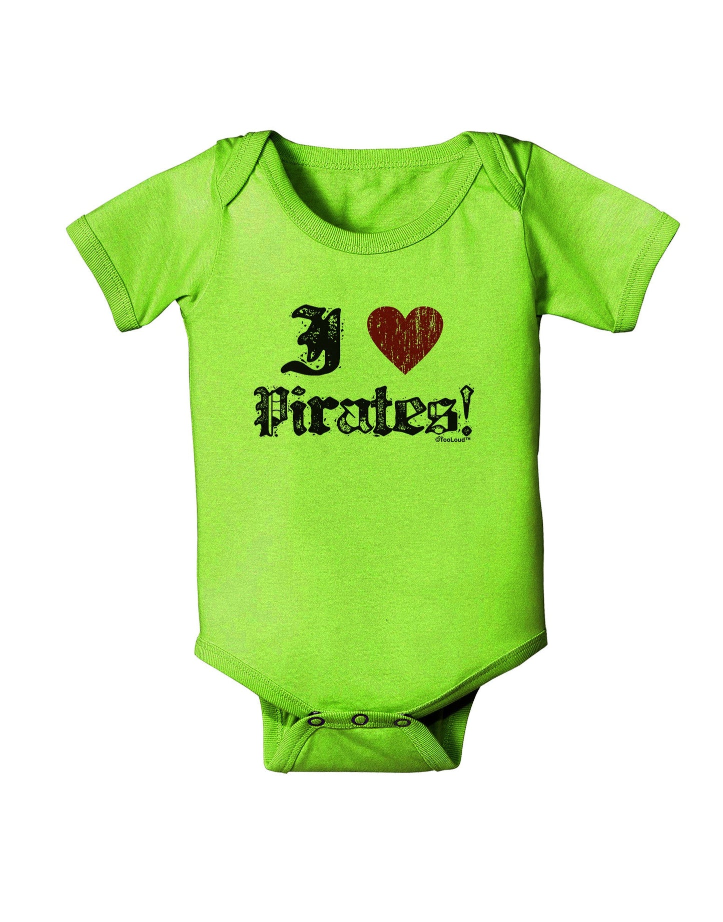 I Heart Pirates Baby Romper Bodysuit-Baby Romper-TooLoud-Lime-06-Months-Davson Sales