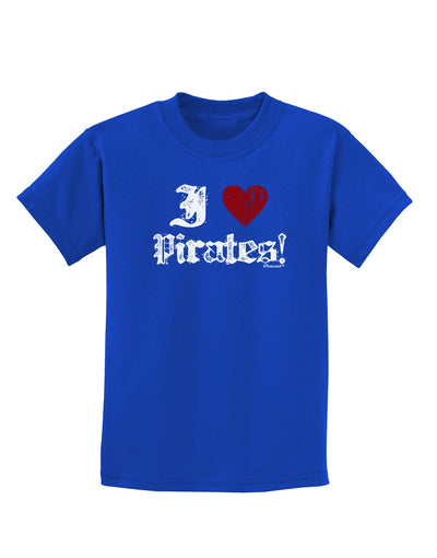 I Heart Pirates Childrens Dark T-Shirt-Childrens T-Shirt-TooLoud-Royal-Blue-X-Small-Davson Sales