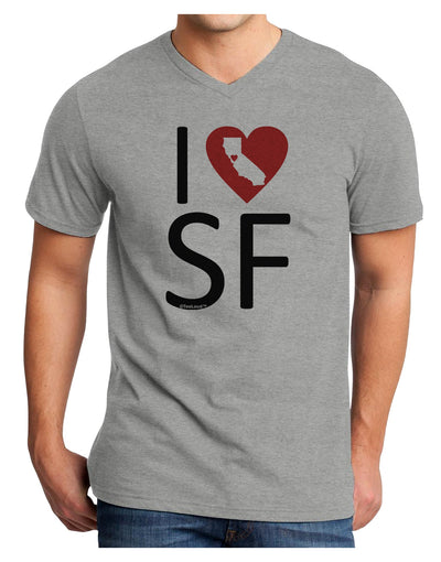 I Heart San Francisco Adult V-Neck T-shirt-Mens V-Neck T-Shirt-TooLoud-HeatherGray-Small-Davson Sales