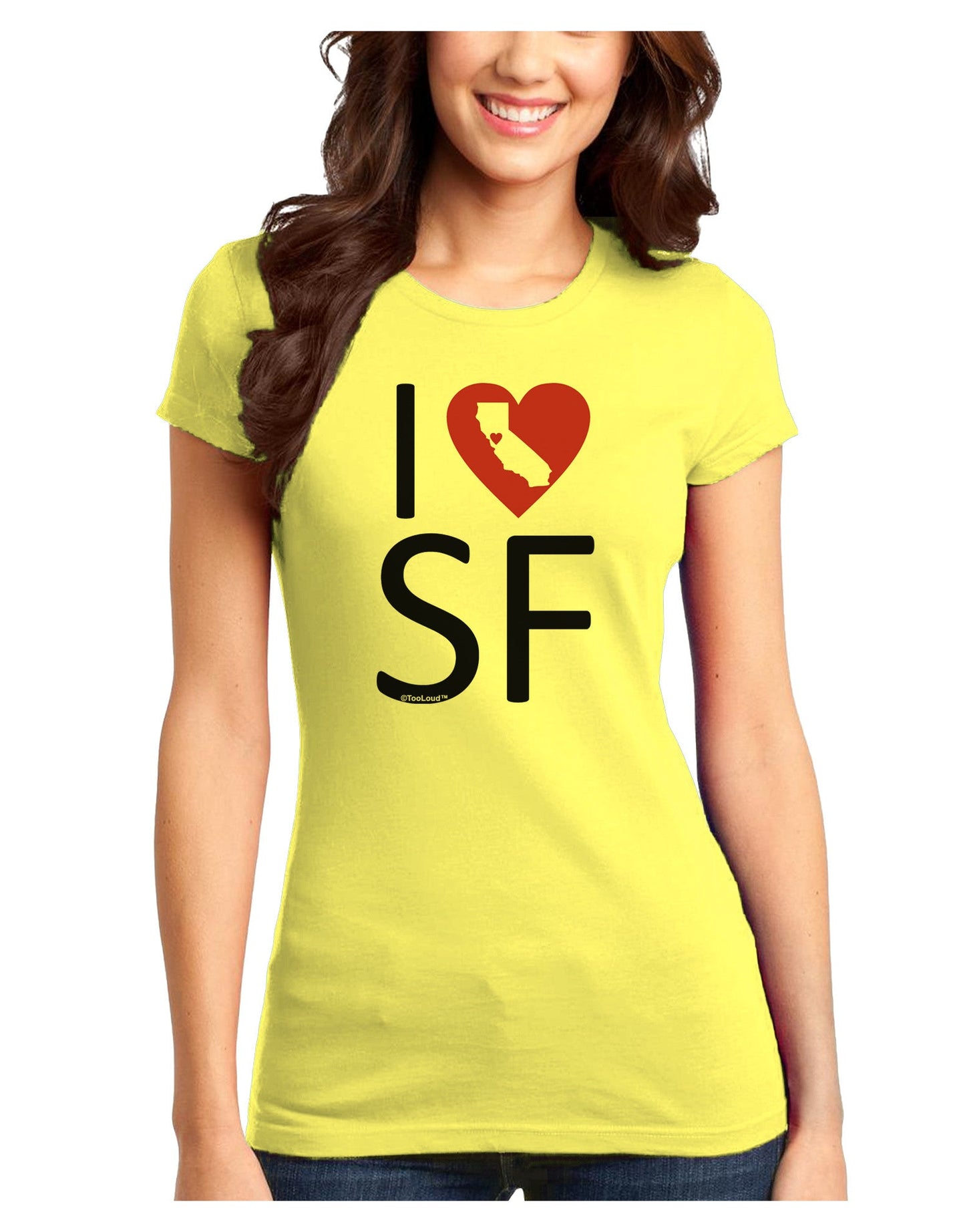 I Heart San Francisco Juniors Petite T-Shirt-T-Shirts Juniors Tops-TooLoud-Yellow-Juniors Fitted X-Small-Davson Sales