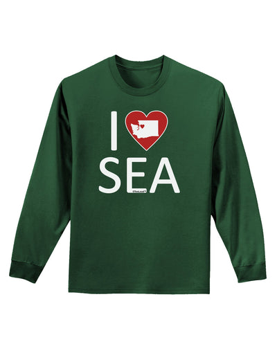 I Heart Seattle Adult Long Sleeve Dark T-Shirt-TooLoud-Dark-Green-Small-Davson Sales