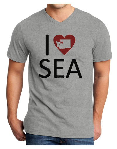 I Heart Seattle Adult V-Neck T-shirt-Mens V-Neck T-Shirt-TooLoud-HeatherGray-Small-Davson Sales