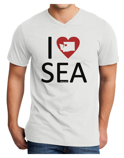 I Heart Seattle Adult V-Neck T-shirt-Mens V-Neck T-Shirt-TooLoud-White-Small-Davson Sales