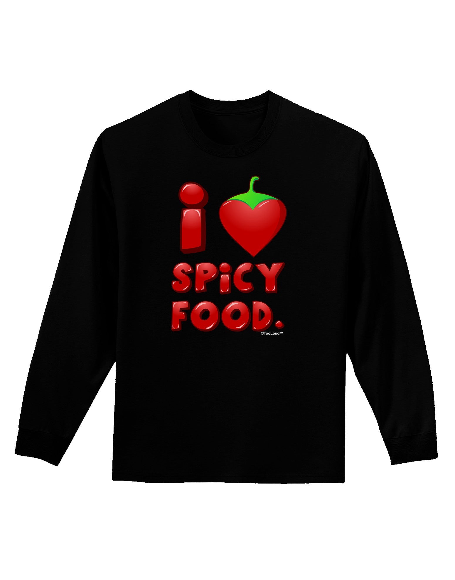 I Heart Spicy Food Adult Long Sleeve Dark T-Shirt-TooLoud-Black-Small-Davson Sales