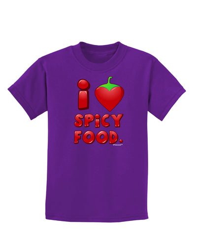 I Heart Spicy Food Childrens Dark T-Shirt-Childrens T-Shirt-TooLoud-Purple-X-Small-Davson Sales