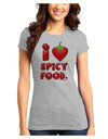 I Heart Spicy Food Juniors Petite T-Shirt-T-Shirts Juniors Tops-TooLoud-Ash-Gray-Juniors Fitted X-Small-Davson Sales