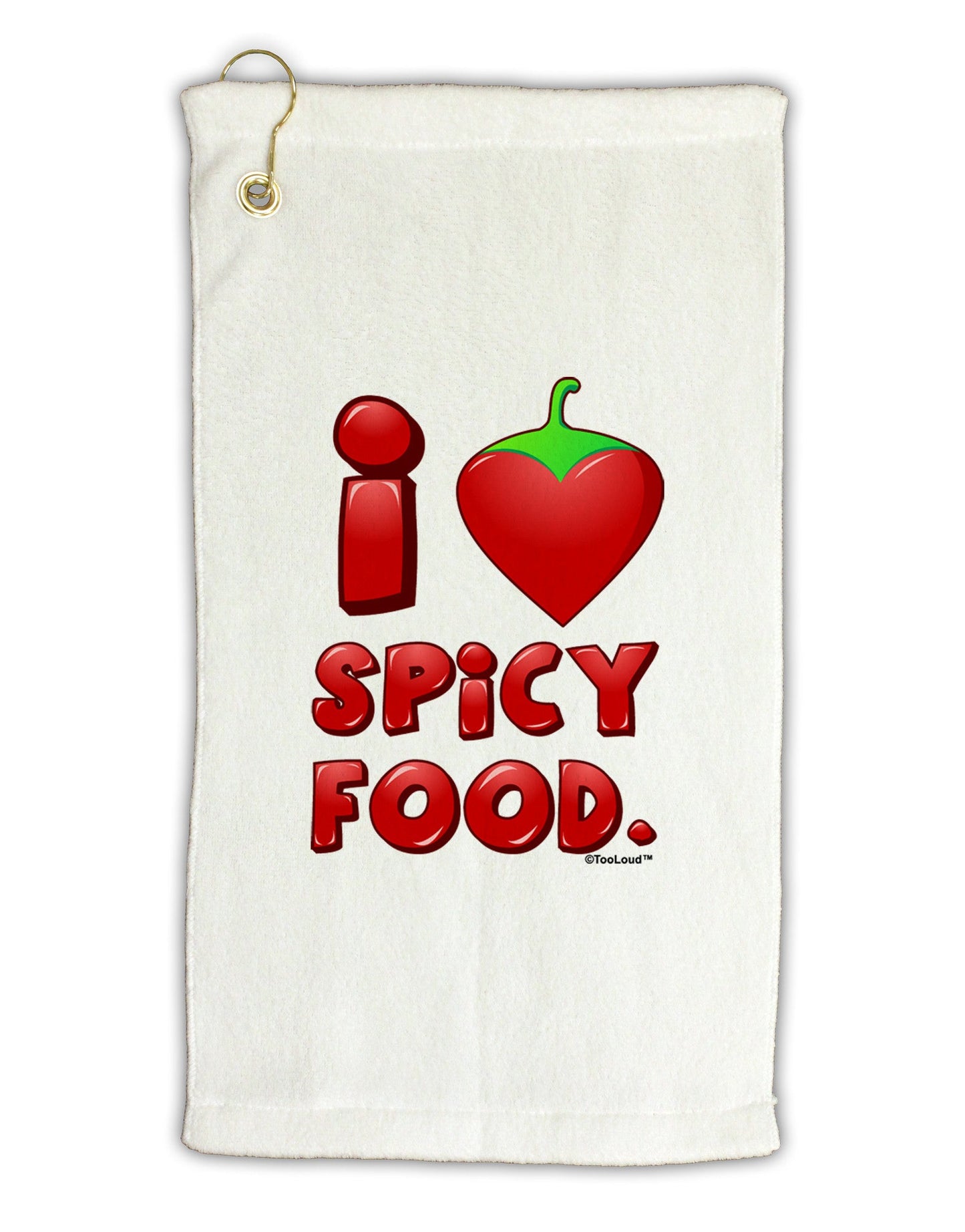 I Heart Spicy Food Micro Terry Gromet Golf Towel 11"x19-Golf Towel-TooLoud-White-Davson Sales