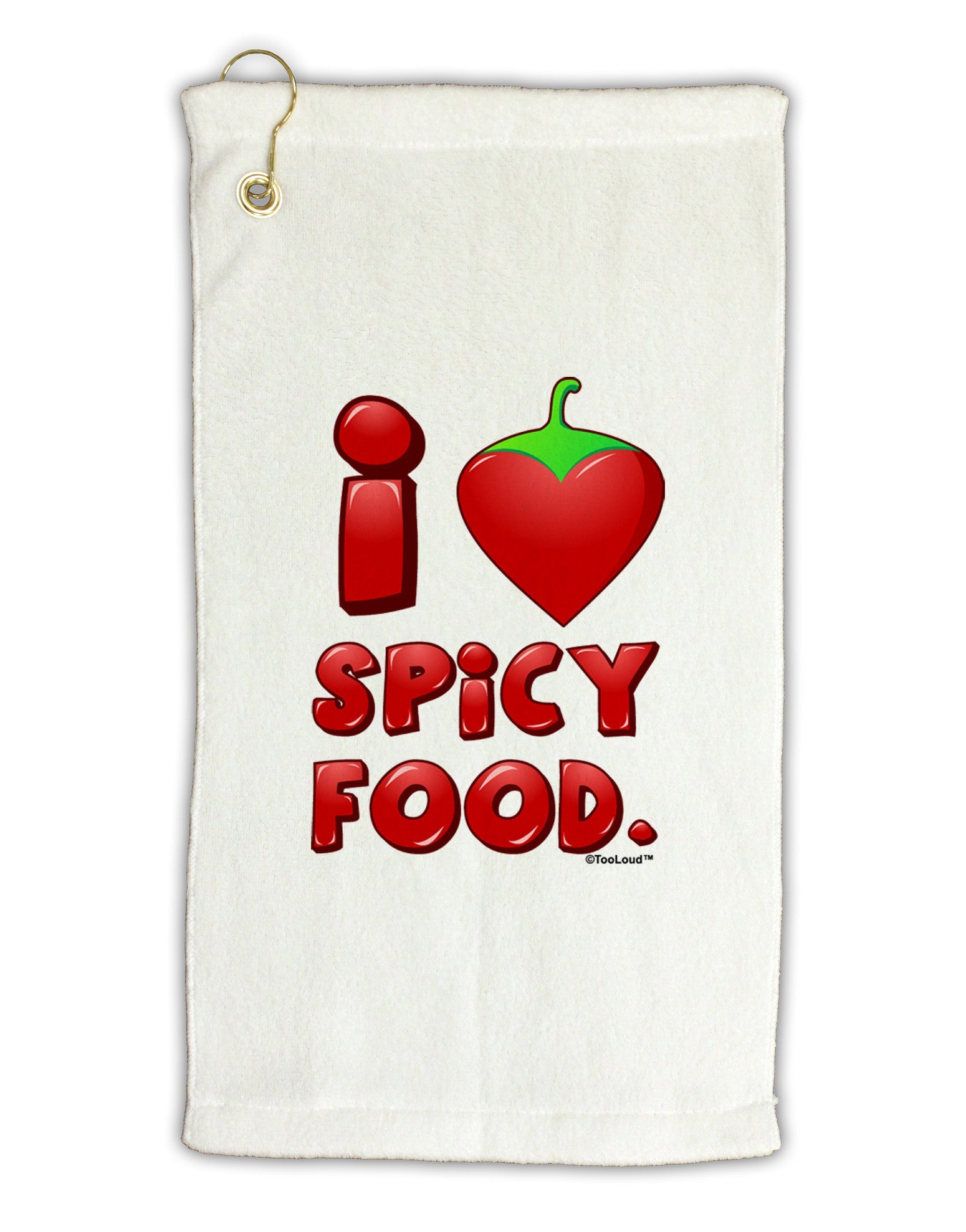 I Heart Spicy Food Micro Terry Gromet Golf Towel 11"x19-Golf Towel-TooLoud-White-Davson Sales