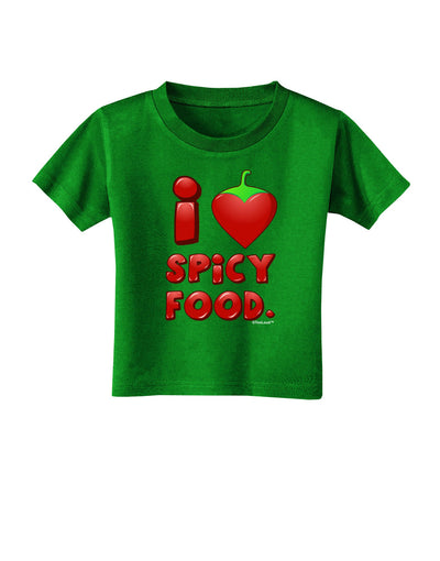 I Heart Spicy Food Toddler T-Shirt Dark-Toddler T-Shirt-TooLoud-Clover-Green-2T-Davson Sales