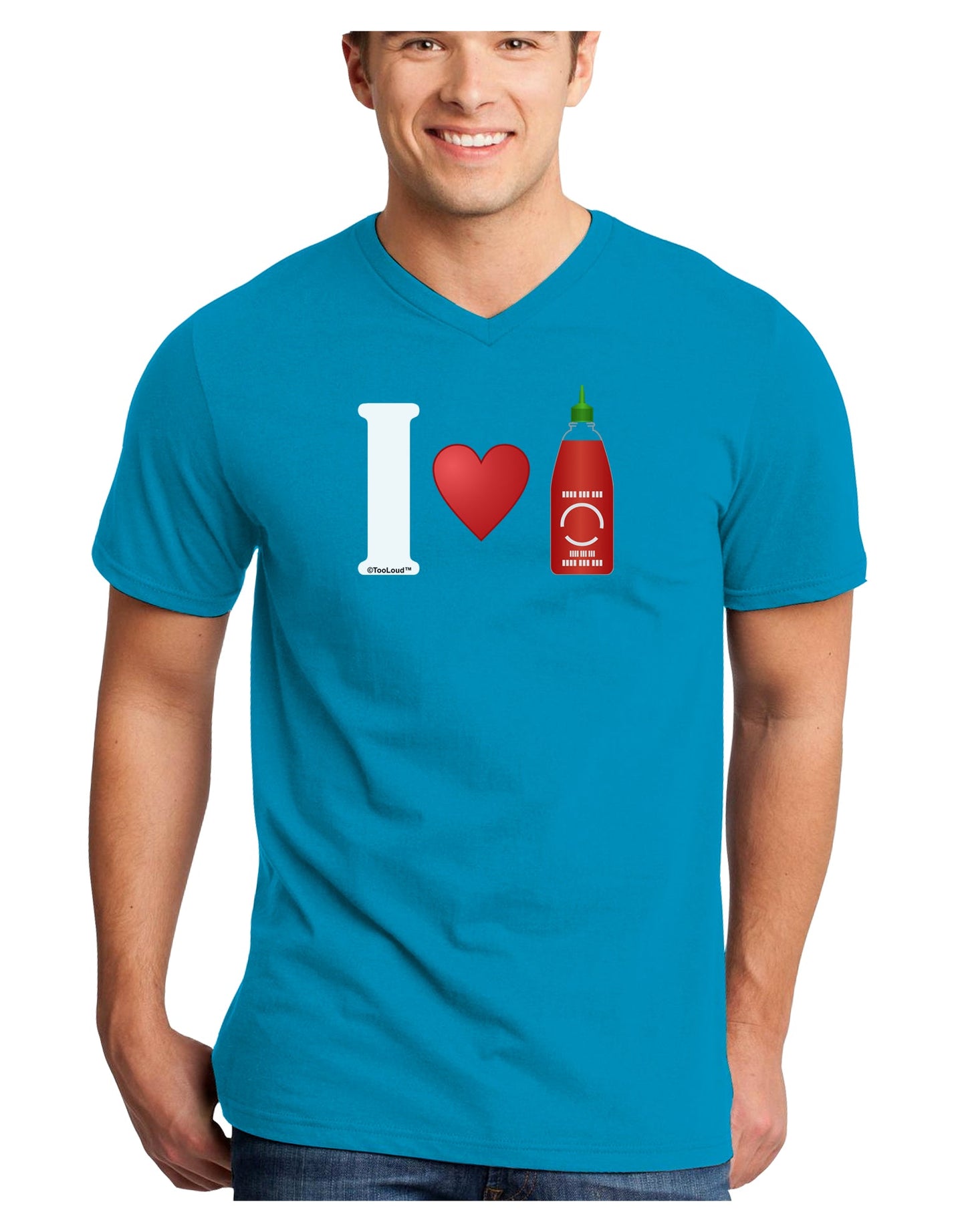 I Heart Sriracha Design Adult Dark V-Neck T-Shirt by TooLoud-Mens V-Neck T-Shirt-TooLoud-Turquoise-Small-Davson Sales