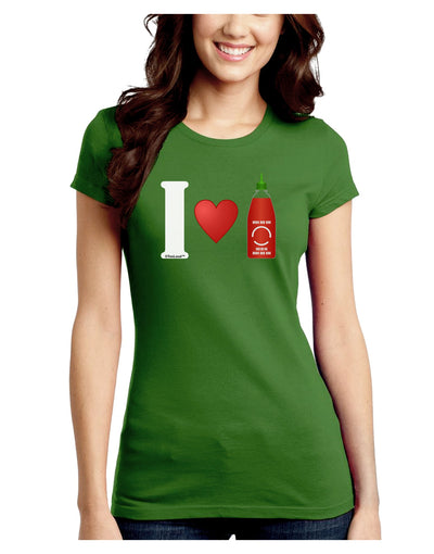 I Heart Sriracha Design Juniors Crew Dark T-Shirt by TooLoud-T-Shirts Juniors Tops-TooLoud-Kiwi-Green-Juniors Fitted X-Small-Davson Sales