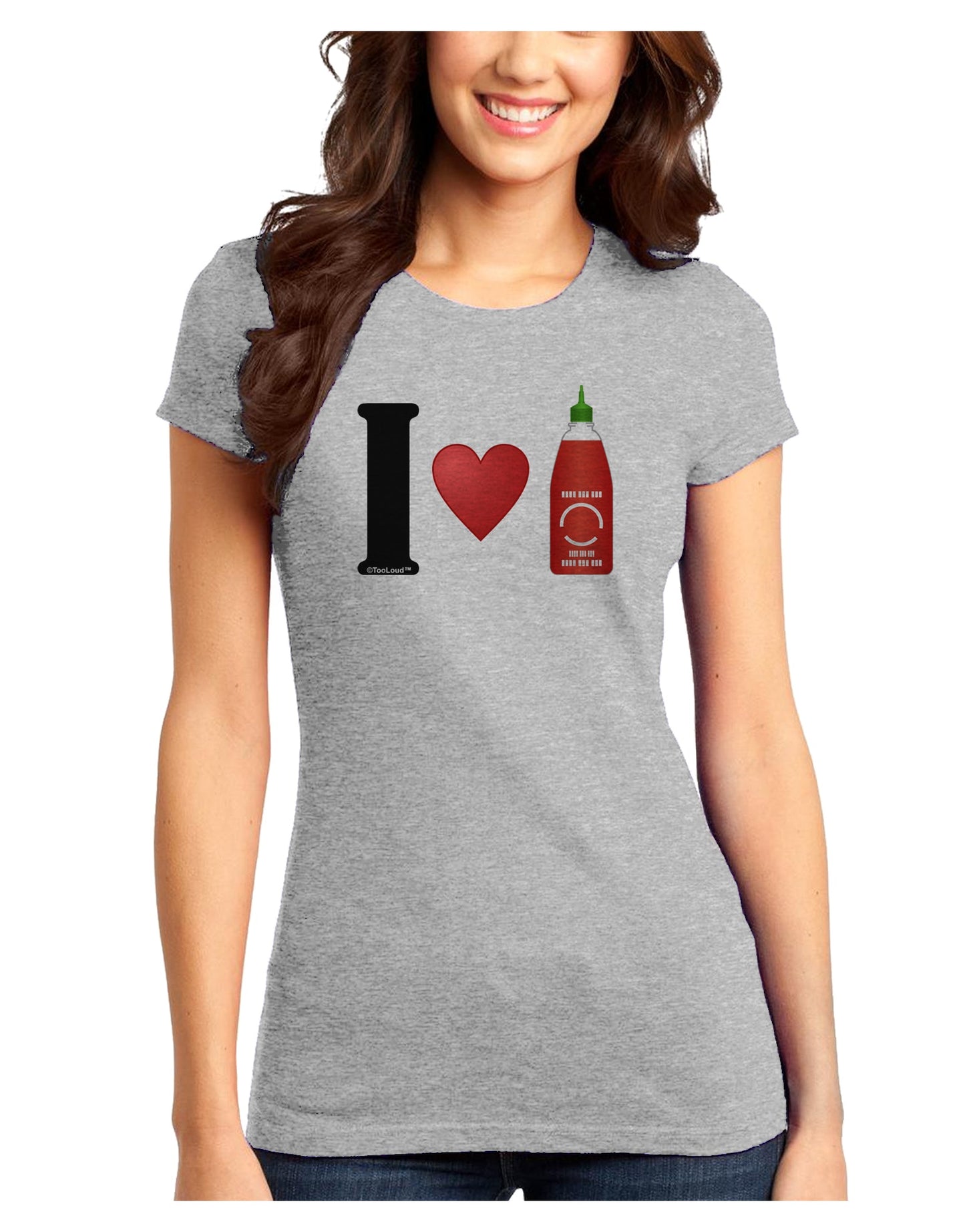 I Heart Sriracha Design Juniors T-Shirt by TooLoud-Womens Juniors T-Shirt-TooLoud-Ash-Gray-Juniors Fitted X-Small-Davson Sales
