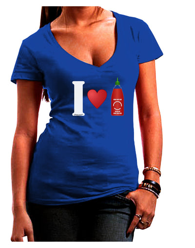 I Heart Sriracha Design Juniors V-Neck Dark T-Shirt by TooLoud-Womens V-Neck T-Shirts-TooLoud-Royal-Blue-Juniors Fitted Small-Davson Sales