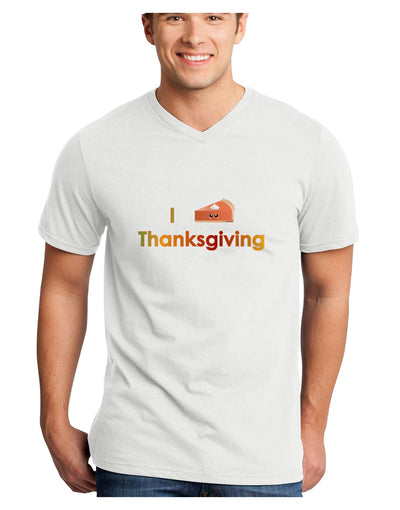 I Heart Thanksgiving Pumpkin Pie Adult V-Neck T-shirt-Mens V-Neck T-Shirt-TooLoud-White-Small-Davson Sales