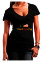 I Heart Thanksgiving Pumpkin Pie Juniors V-Neck Dark T-Shirt-Womens V-Neck T-Shirts-TooLoud-Black-Small-Davson Sales