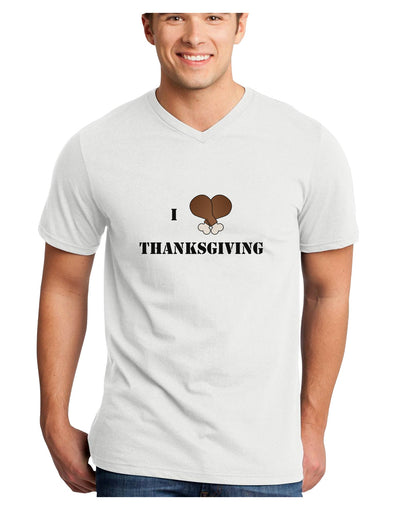 I Heart Thanksgiving Turkey Leg Adult V-Neck T-shirt-Mens V-Neck T-Shirt-TooLoud-White-Small-Davson Sales