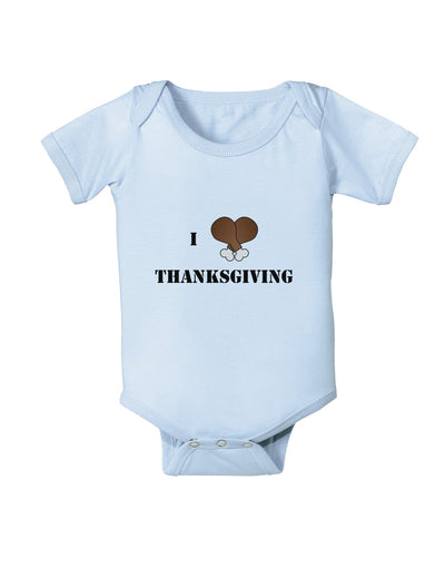 I Heart Thanksgiving Turkey Leg Baby Romper Bodysuit-Baby Romper-TooLoud-Light-Blue-06-Months-Davson Sales