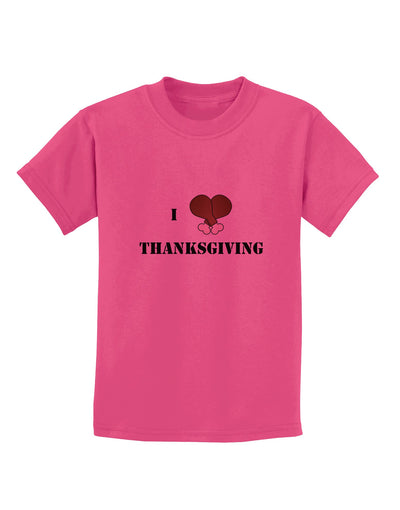 I Heart Thanksgiving Turkey Leg Childrens T-Shirt-Childrens T-Shirt-TooLoud-Sangria-X-Small-Davson Sales