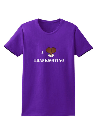 I Heart Thanksgiving Turkey Leg Womens Dark T-Shirt-TooLoud-Purple-X-Small-Davson Sales