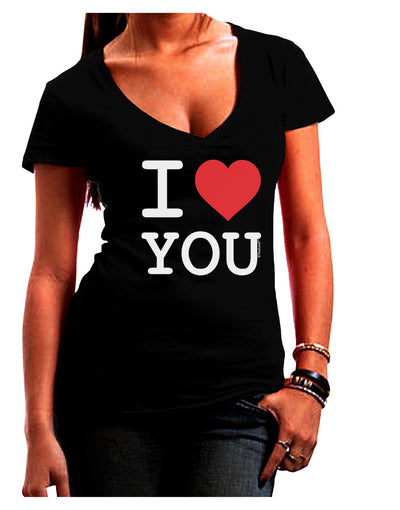 I Heart You Juniors V-Neck Dark T-Shirt-Womens V-Neck T-Shirts-TooLoud-Black-Juniors Fitted Small-Davson Sales