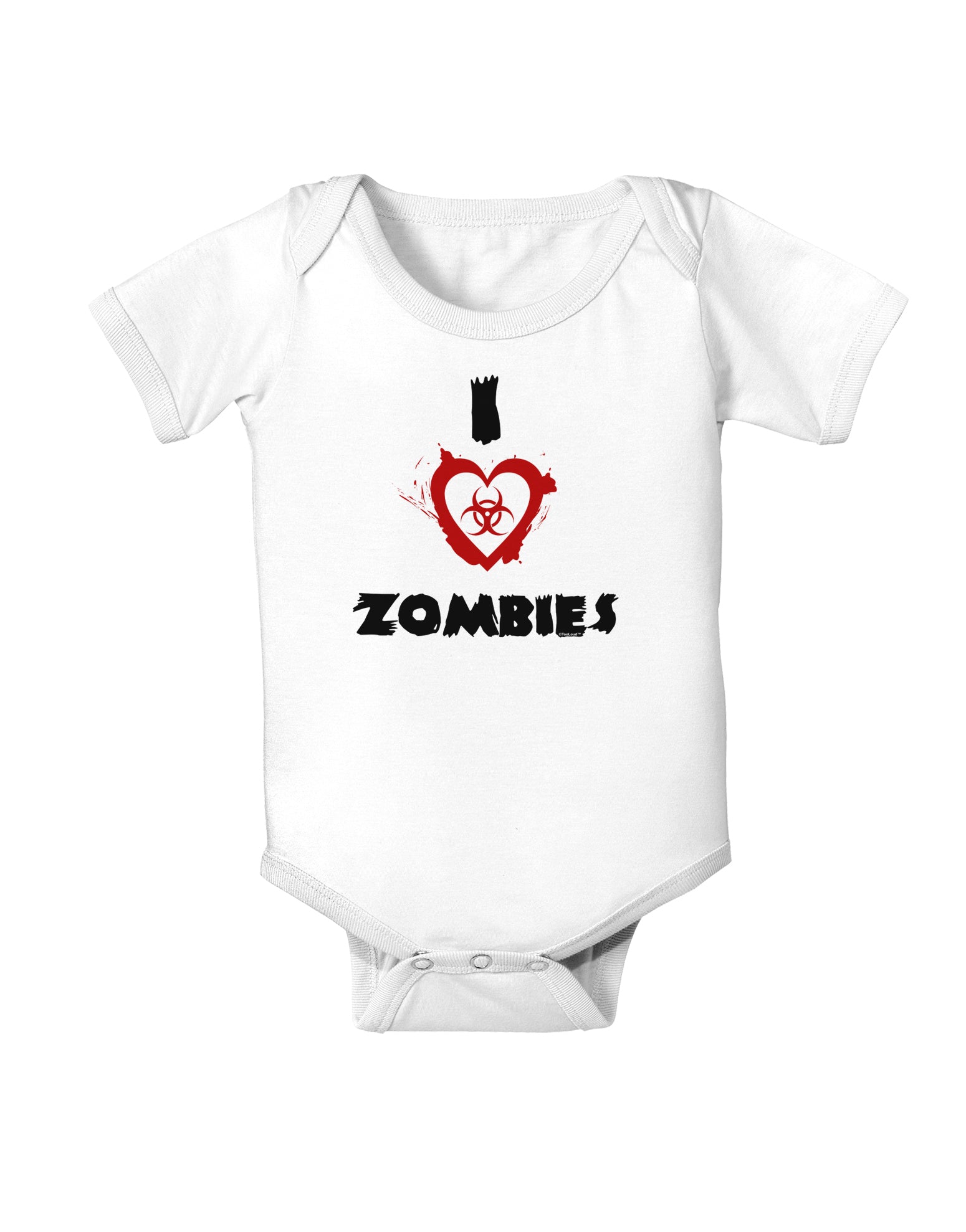 I Heart Zombies - Bio Hazard Heart Baby Romper Bodysuit-Baby Romper-TooLoud-White-06-Months-Davson Sales