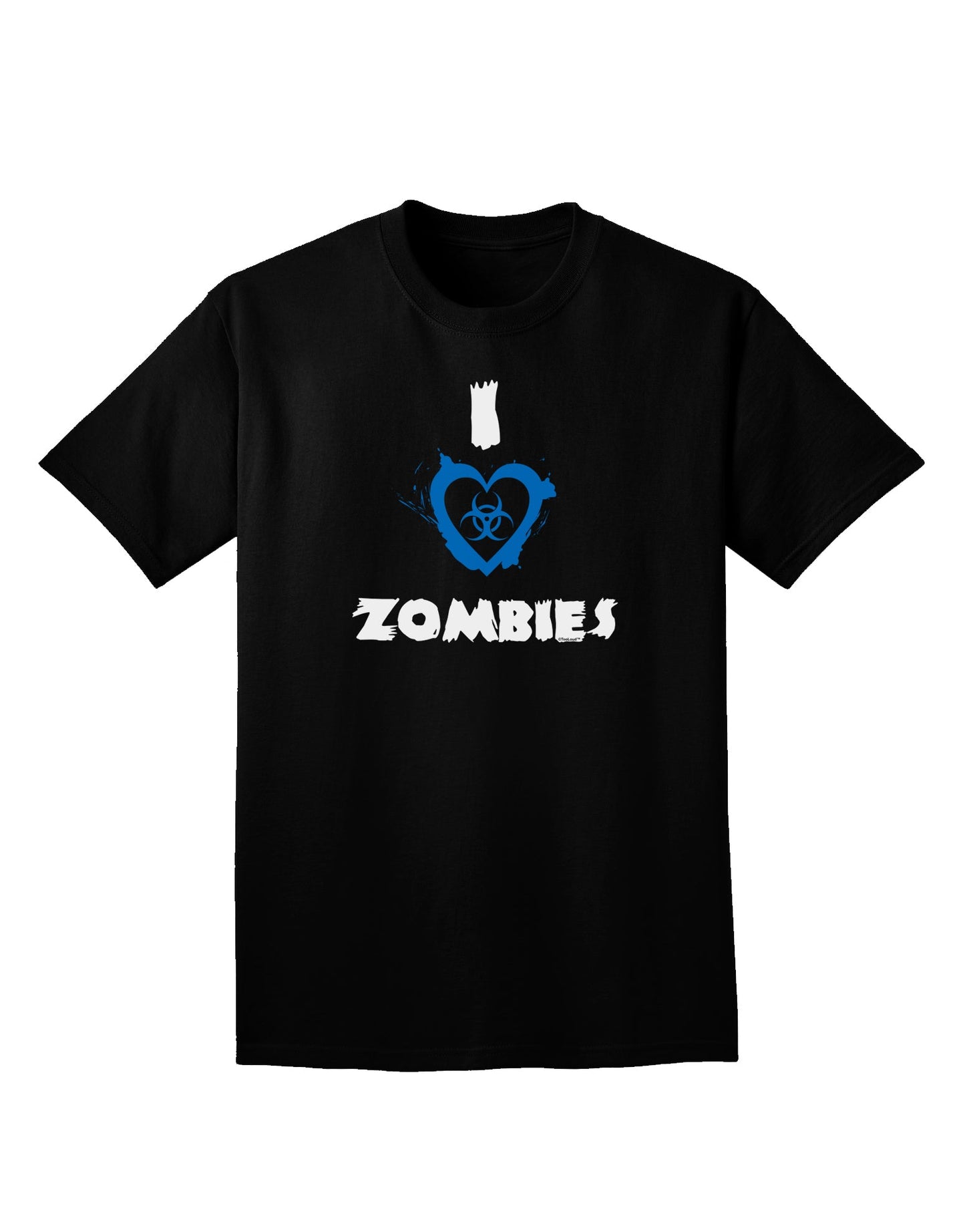 I Heart Zombies - Bio Hazard Heart Blue Adult Dark V-Neck T-Shirt-Mens V-Neck T-Shirt-TooLoud-Black-Small-Davson Sales