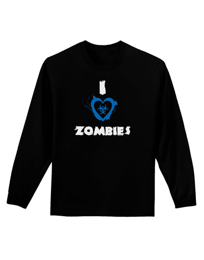 I Heart Zombies - Bio Hazard Heart Blue Adult Long Sleeve Dark T-Shirt-TooLoud-Black-Small-Davson Sales