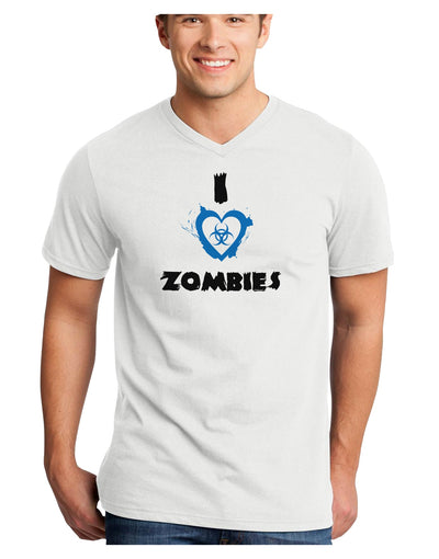 I Heart Zombies - Bio Hazard Heart Blue Adult V-Neck T-shirt-Mens V-Neck T-Shirt-TooLoud-White-Small-Davson Sales