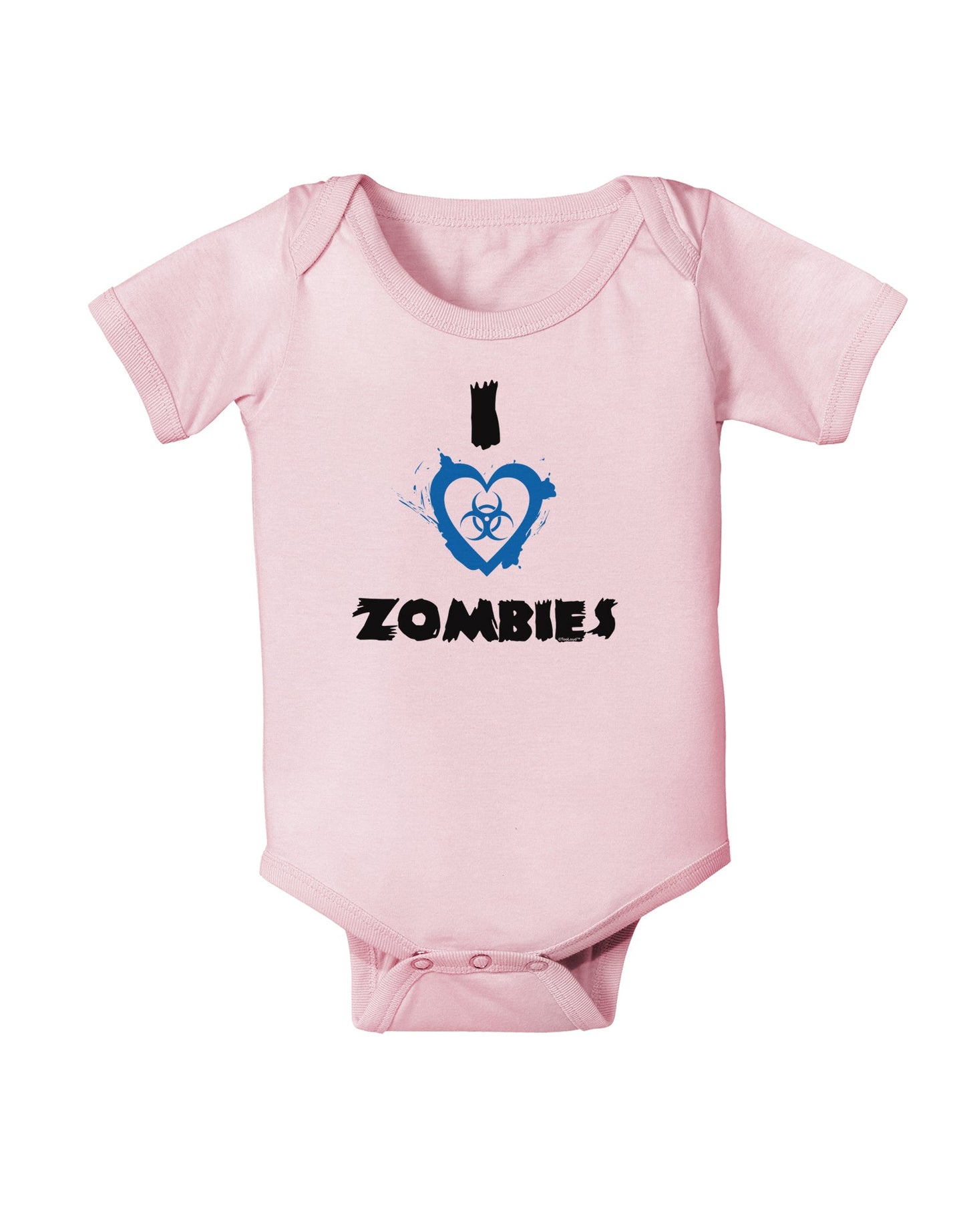 I Heart Zombies - Bio Hazard Heart Blue Baby Romper Bodysuit-Baby Romper-TooLoud-Light-Pink-06-Months-Davson Sales