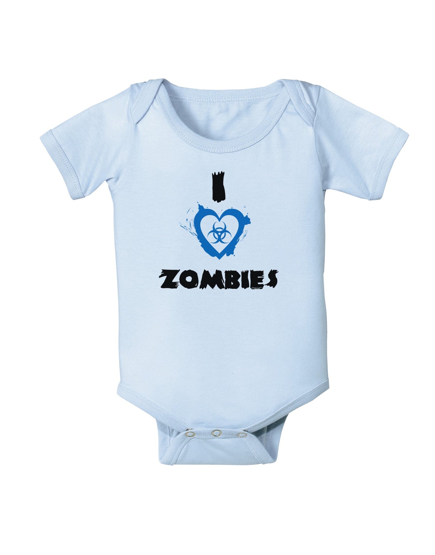 I Heart Zombies - Bio Hazard Heart Blue Baby Romper Bodysuit-Baby Romper-TooLoud-Light-Blue-06-Months-Davson Sales