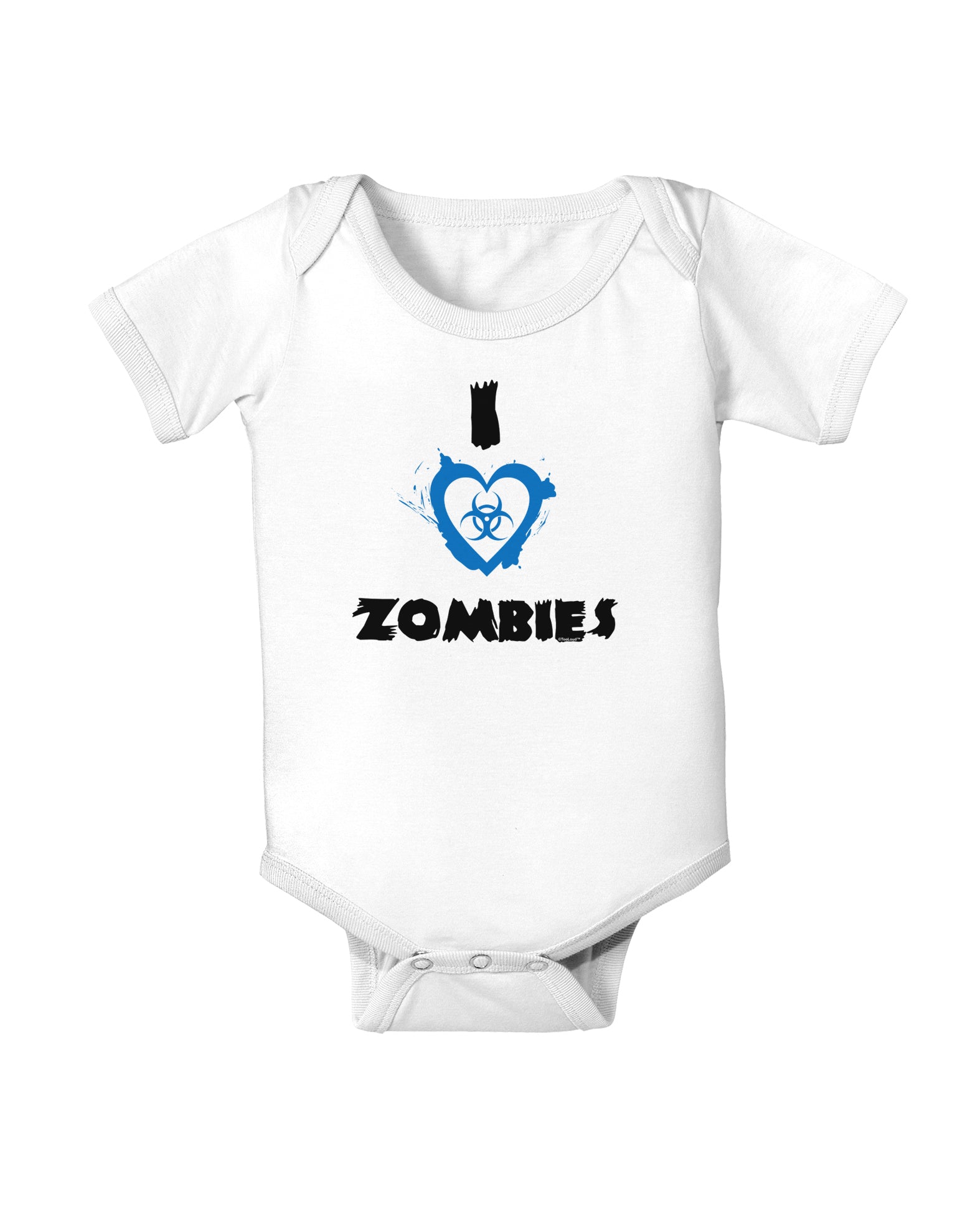 I Heart Zombies - Bio Hazard Heart Blue Baby Romper Bodysuit-Baby Romper-TooLoud-White-06-Months-Davson Sales