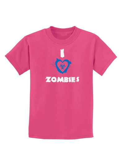 I Heart Zombies - Bio Hazard Heart Blue Childrens Dark T-Shirt-Childrens T-Shirt-TooLoud-Sangria-X-Small-Davson Sales