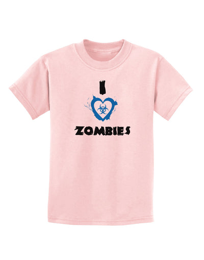 I Heart Zombies - Bio Hazard Heart Blue Childrens T-Shirt-Childrens T-Shirt-TooLoud-PalePink-X-Small-Davson Sales