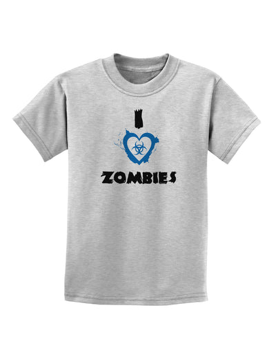 I Heart Zombies - Bio Hazard Heart Blue Childrens T-Shirt-Childrens T-Shirt-TooLoud-AshGray-X-Small-Davson Sales