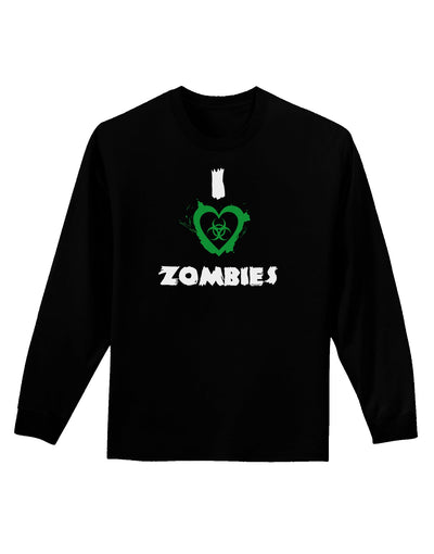 I Heart Zombies - Bio Hazard Heart Green Adult Long Sleeve Dark T-Shirt-TooLoud-Black-Small-Davson Sales