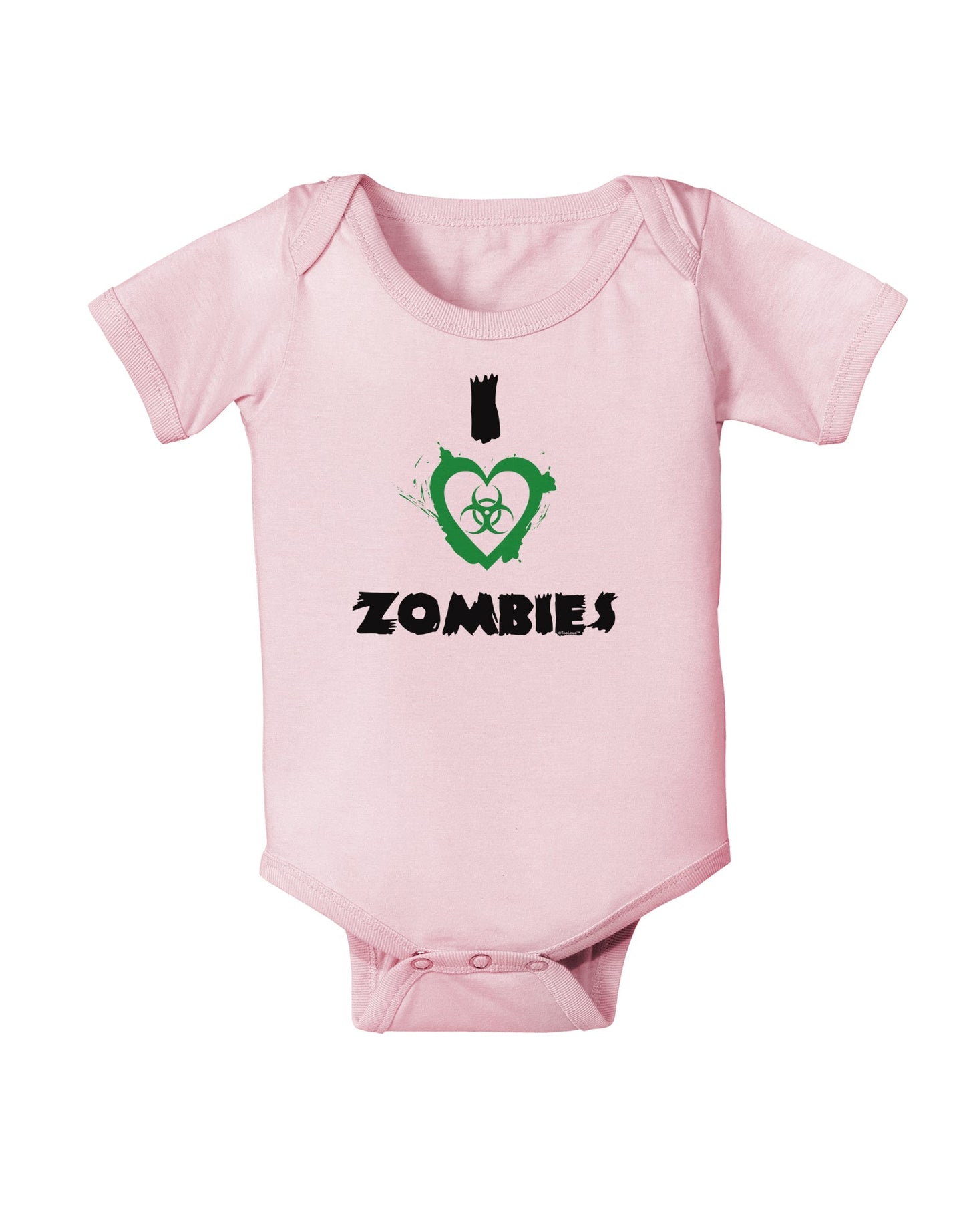I Heart Zombies - Bio Hazard Heart Green Baby Romper Bodysuit-Baby Romper-TooLoud-Light-Pink-06-Months-Davson Sales