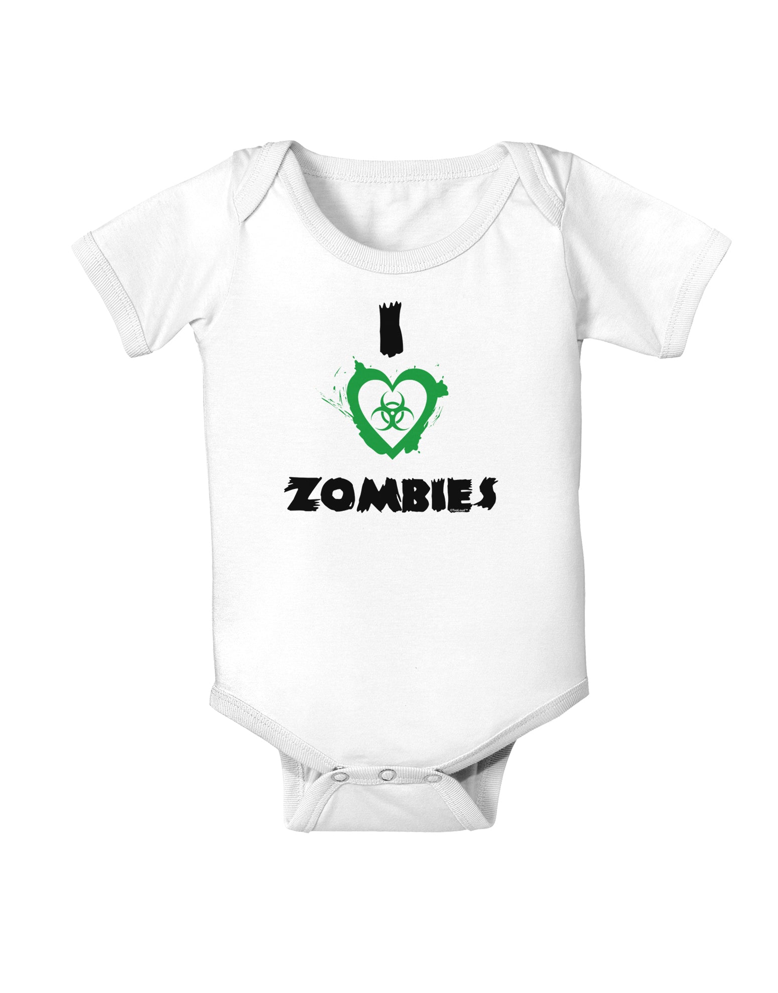 I Heart Zombies - Bio Hazard Heart Green Baby Romper Bodysuit-Baby Romper-TooLoud-White-06-Months-Davson Sales