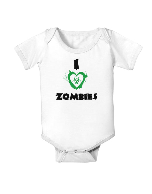 I Heart Zombies - Bio Hazard Heart Green Baby Romper Bodysuit-Baby Romper-TooLoud-White-06-Months-Davson Sales