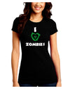 I Heart Zombies - Bio Hazard Heart Green Juniors Crew Dark T-Shirt-T-Shirts Juniors Tops-TooLoud-Black-Juniors Fitted Small-Davson Sales