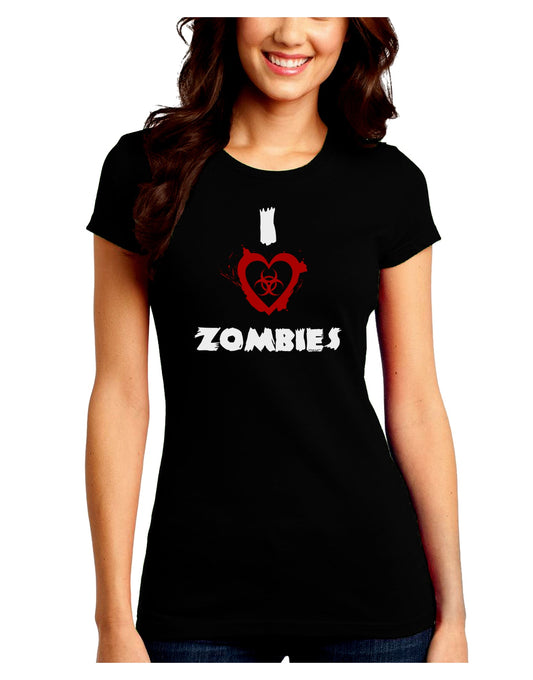 I Heart Zombies - Bio Hazard Heart Juniors Crew Dark T-Shirt-T-Shirts Juniors Tops-TooLoud-Black-Juniors Fitted Small-Davson Sales
