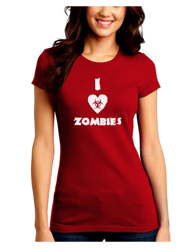 I Heart Zombies - Biohazard Heart Juniors Crew Dark T-Shirt-T-Shirts Juniors Tops-TooLoud-Red-Juniors Fitted Small-Davson Sales