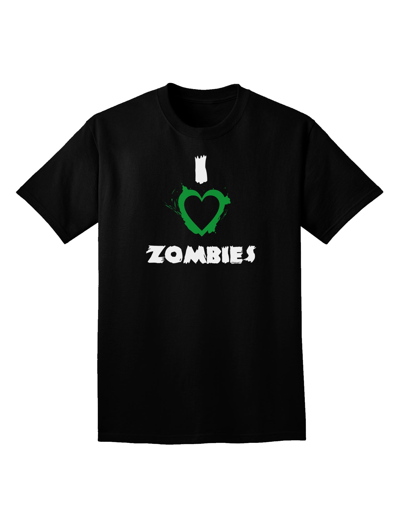 I Heart Zombies - Bloody Heart Green Adult Dark V-Neck T-Shirt-Mens V-Neck T-Shirt-TooLoud-Black-Small-Davson Sales