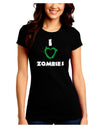 I Heart Zombies - Bloody Heart Green Juniors Crew Dark T-Shirt-T-Shirts Juniors Tops-TooLoud-Black-Juniors Fitted Small-Davson Sales