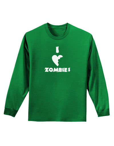 I Heart Zombies - Funny - Halloween Adult Long Sleeve Dark T-Shirt-TooLoud-Kelly-Green-Small-Davson Sales