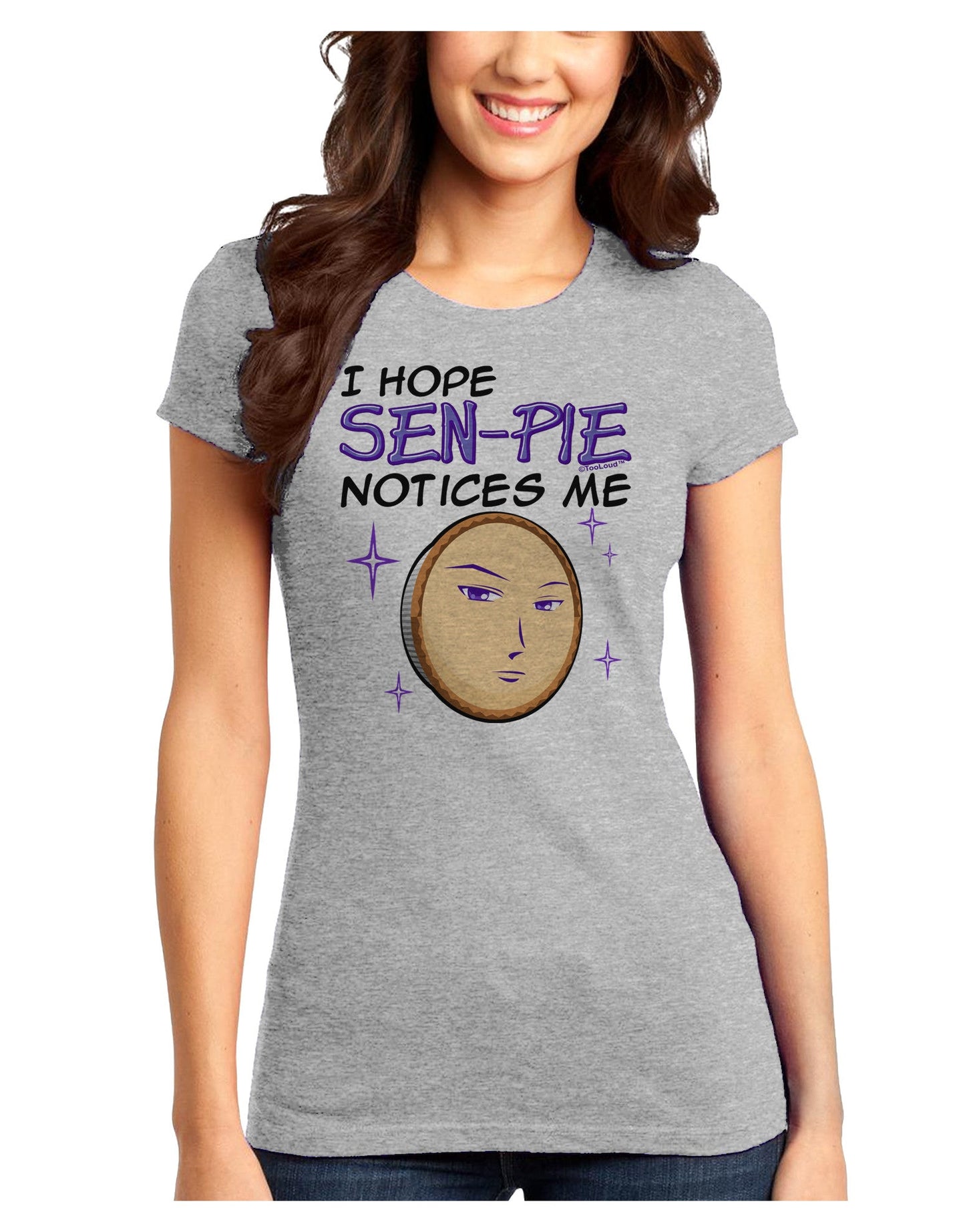 I Hope Sen-Pie Notices Me Juniors T-Shirt-Womens Juniors T-Shirt-TooLoud-Ash-Gray-Juniors Fitted X-Small-Davson Sales