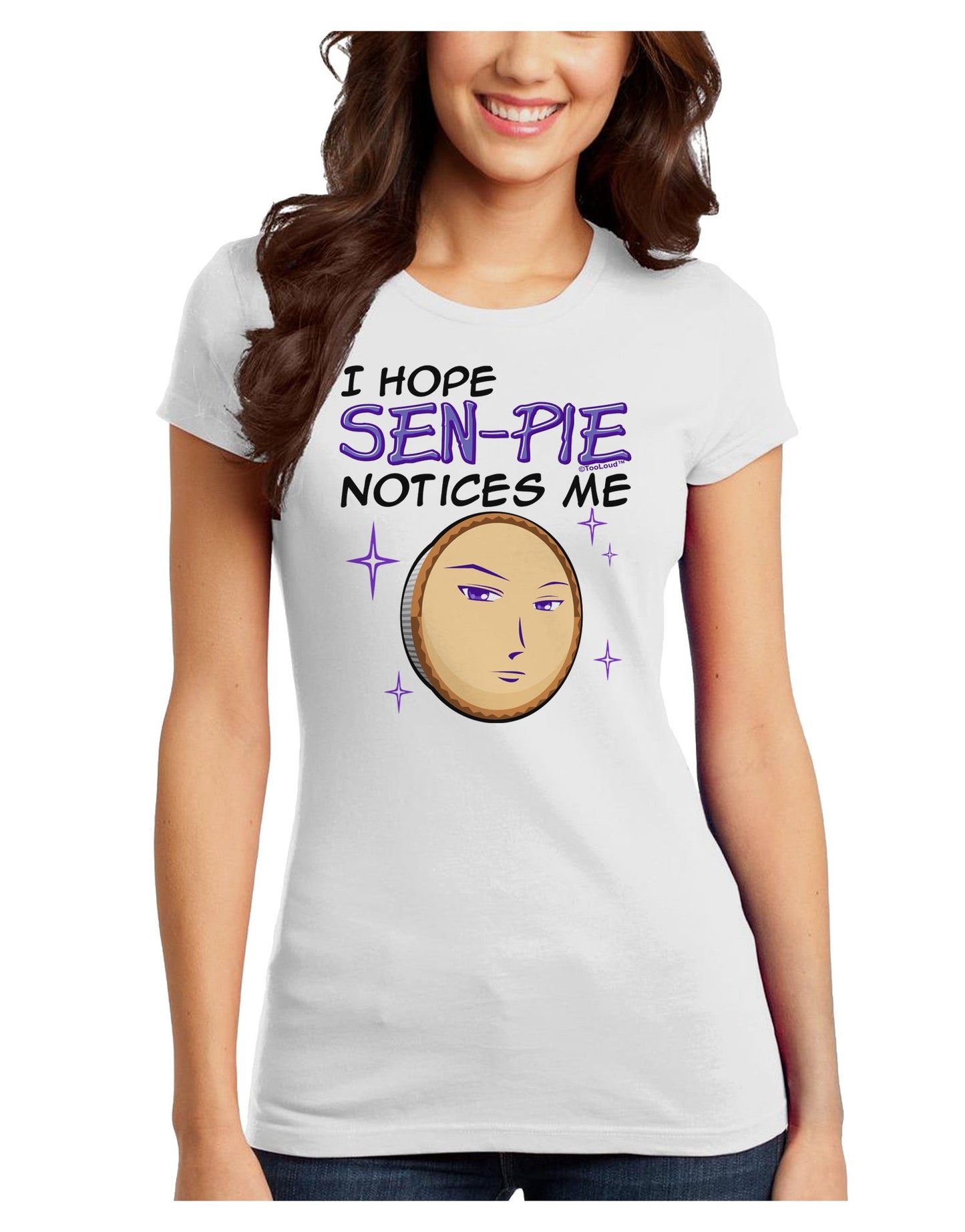 I Hope Sen-Pie Notices Me Juniors T-Shirt-Womens Juniors T-Shirt-TooLoud-White-Juniors Fitted X-Small-Davson Sales