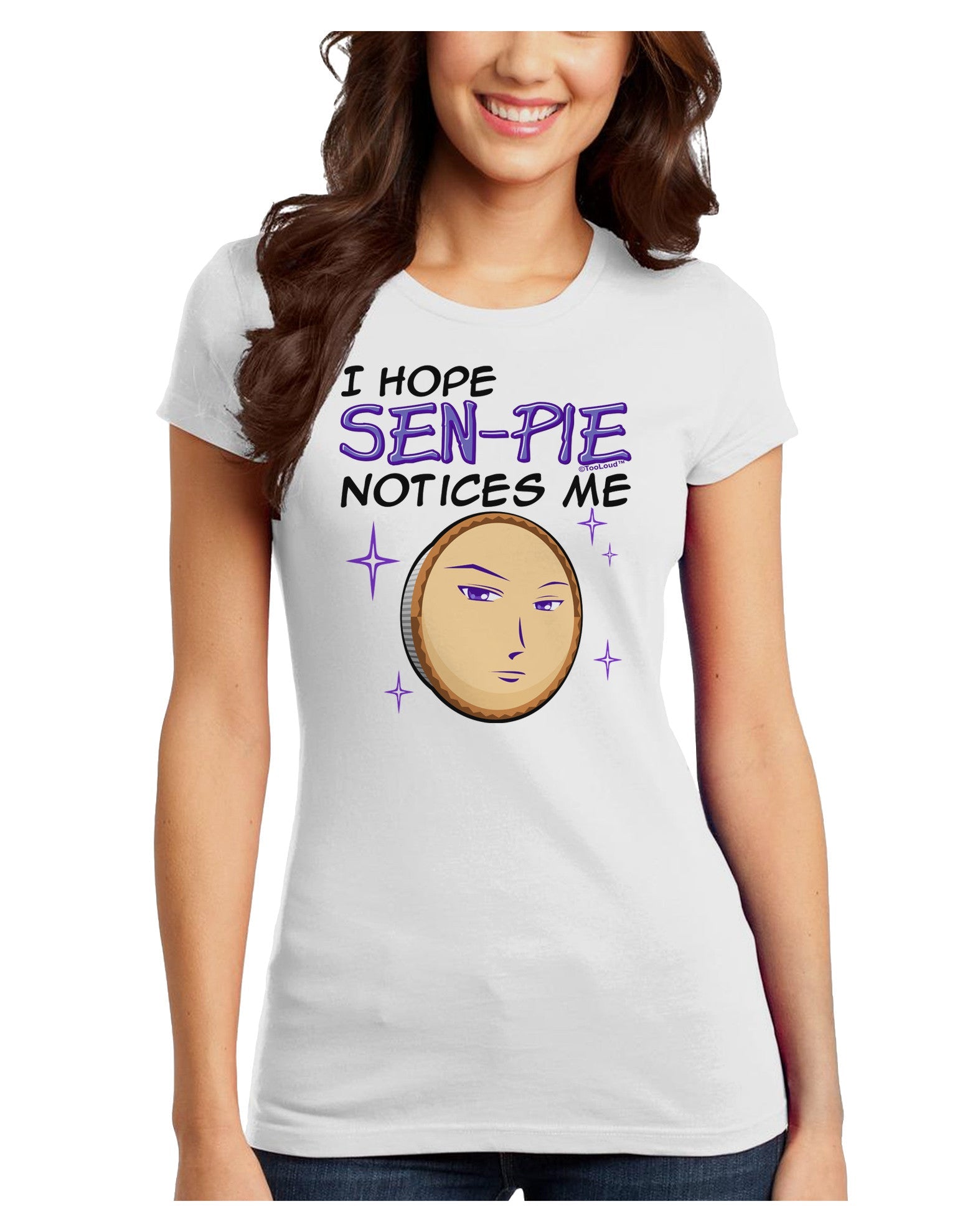 I Hope Sen-Pie Notices Me Juniors T-Shirt-Womens Juniors T-Shirt-TooLoud-White-Juniors Fitted X-Small-Davson Sales